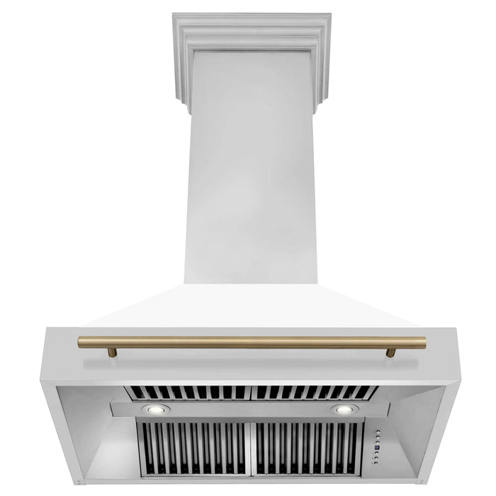 ZLINE 36"Stainless Steel Range Hood, White Matte Shell, 8654STZ-36-CB