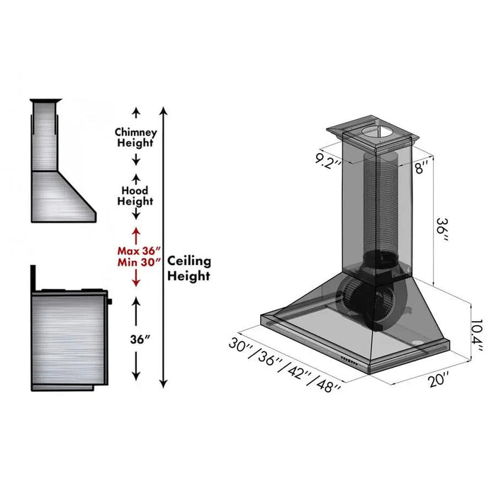 ZLINE 42" Copper Wall Range Hood, 8KBC-42