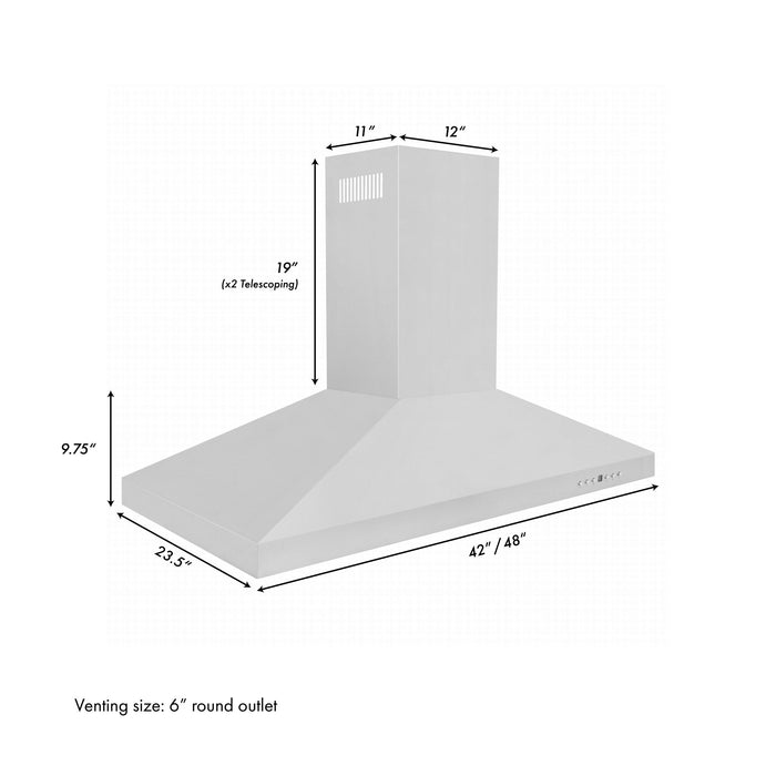ZLINE 42" Stainless Steel Island Range Hood, KL3i-42