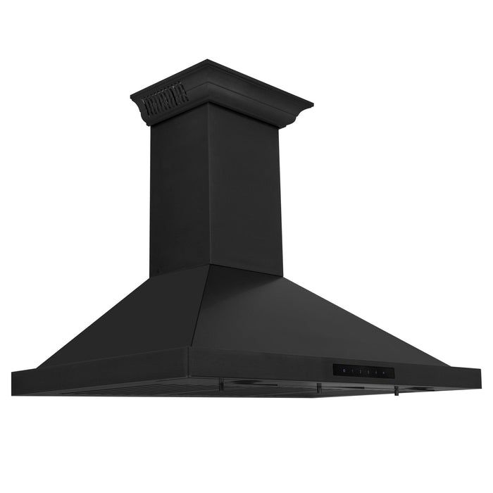 ZLINE 42" Wall Black Stainless Range Hood, Crown Speakers, BSKBNCRN-BT-42