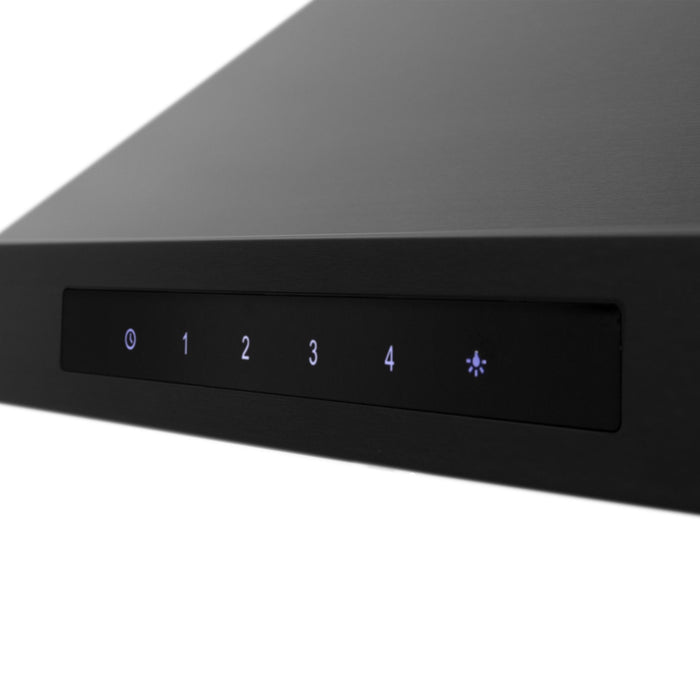 ZLINE 42" Wall Black Stainless Range Hood, Crown Speakers, BSKBNCRN-BT-42