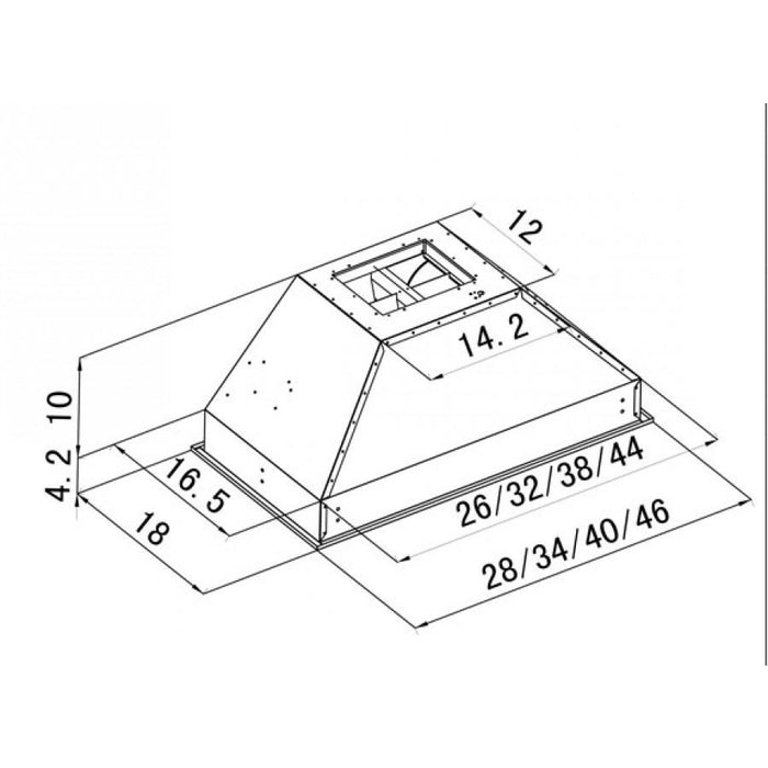 ZLINE 46" Outdoor/Indoor Stainless Steel Range Hood Insert, 698-304-46