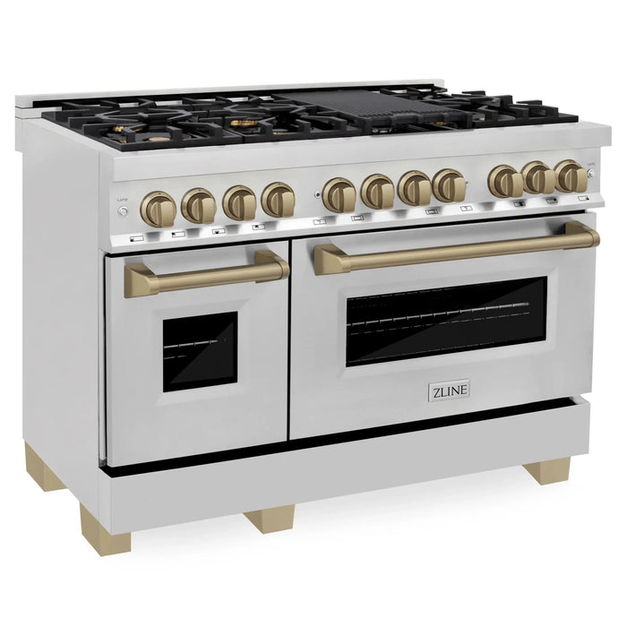ZLINE 48" Autograph Dual Fuel Range, Stainless Steel, RAZ-48-CB