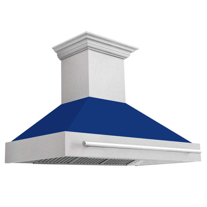 ZLINE 48" Autograph DuraSnow Stainless Blue Wall Range Hood 8654SNX-BG-48
