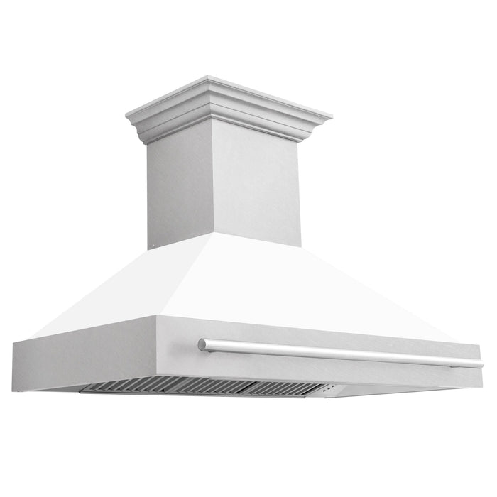 ZLINE 48" Autograph DuraSnow White Stainless Wall Range Hood 8654SNX-WM-48