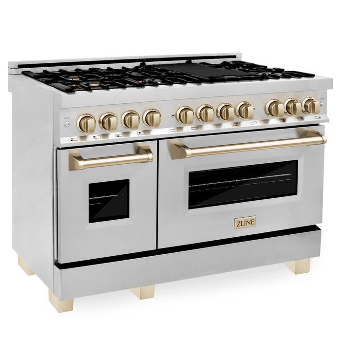 ZLINE 48" Autograph Edition, Dual Fuel Stainless Steel Range, RAZ-48-G