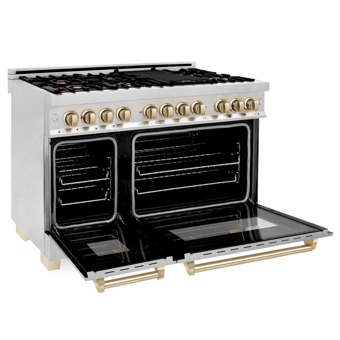 ZLINE 48" Autograph Edition, Dual Fuel Stainless Steel Range, RAZ-48-G