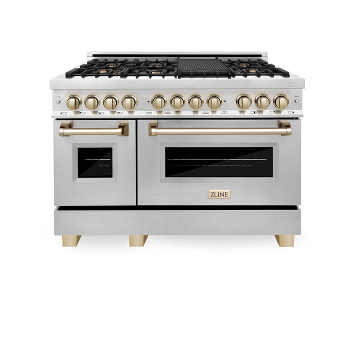 ZLINE 48" Autograph Edition, Dual Fuel Stainless Steel Range, RAZ-48-G