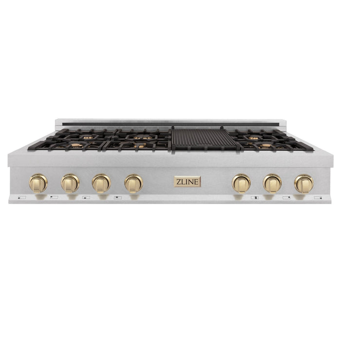 ZLINE 48" Autograph Edition, Rangetop, DuraSnow, Gold Accent, RTSZ-48-G