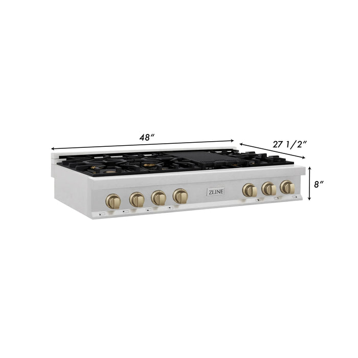 ZLINE 48" Autograph Edition, Rangetop, DuraSnow, RTSZ-48-CB