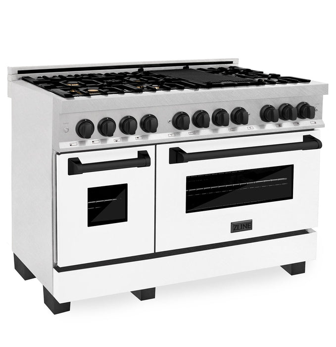 ZLINE 48" Autograph, Range, Dual Fuel, White door, RASZ-WM-48-MB
