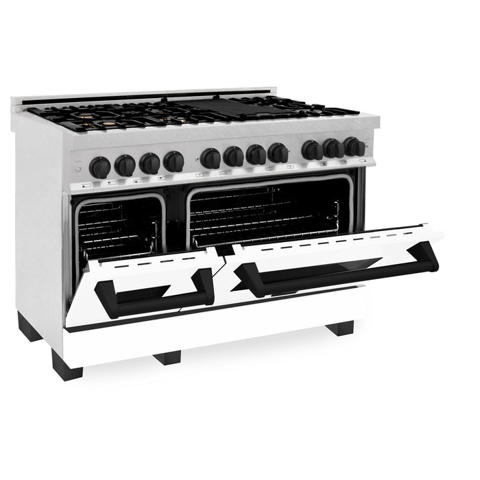 ZLINE 48" Autograph, Range, Dual Fuel, White door, RASZ-WM-48-MB