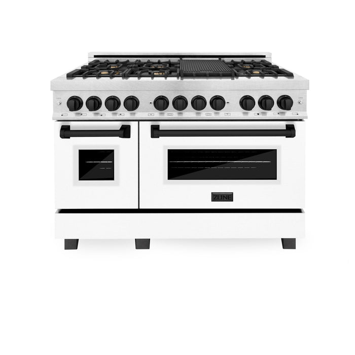 ZLINE 48" Autograph, Range, Dual Fuel, White door, RASZ-WM-48-MB