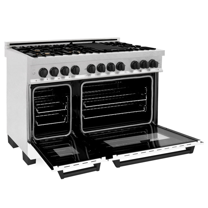 ZLINE 48" Autograph, Range, Dual Fuel, White door, RASZ-WM-48-MB