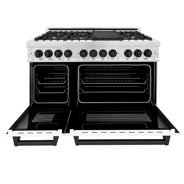 ZLINE 48" Autograph, Range, Dual Fuel, White door, RASZ-WM-48-MB