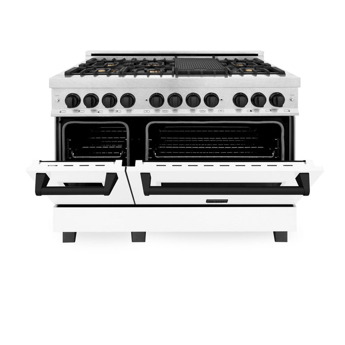 ZLINE 48" Autograph, Range, Dual Fuel, White door, RASZ-WM-48-MB
