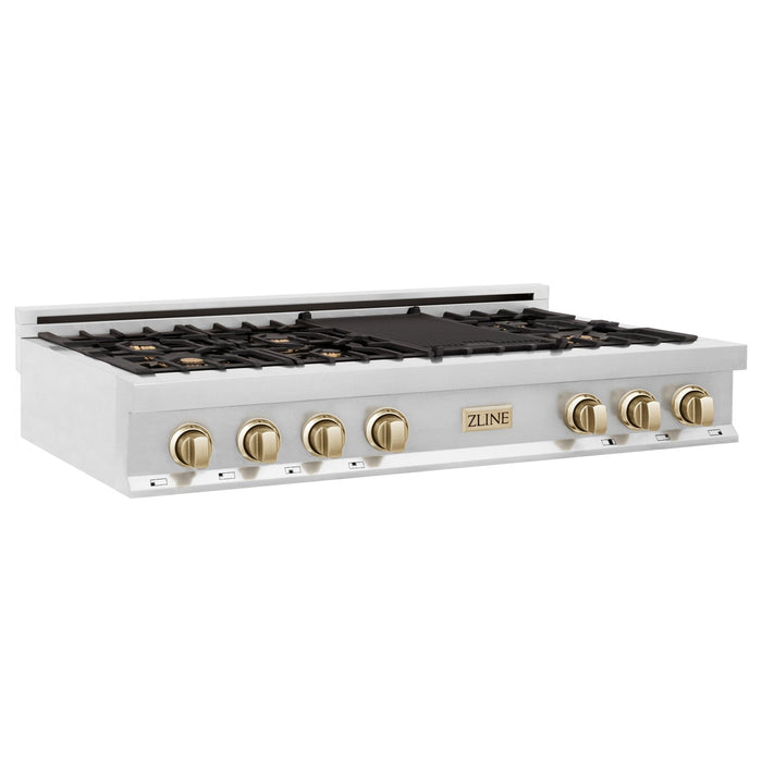ZLINE 48" Autograph Rangetop, Stainless, Gold Accents, RTZ-48-G