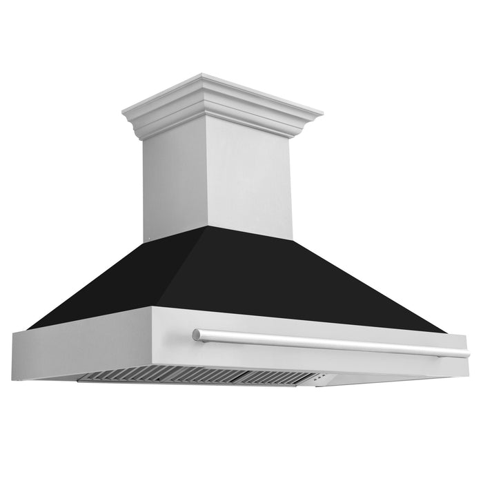 ZLINE 48" Autograph Stainless Black Wall Range Hood, 8654STX-BLM-48