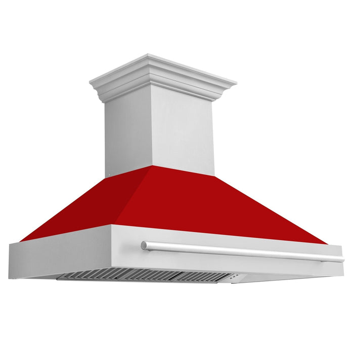 ZLINE 48" Autograph Stainless Red Matt Wall Range Hood, 8654STX-RM-48