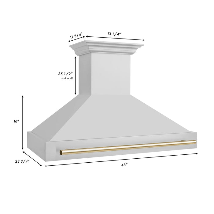 ZLINE 48" Autograph Stainless Wall Range Hood, 8654STZ-48-G