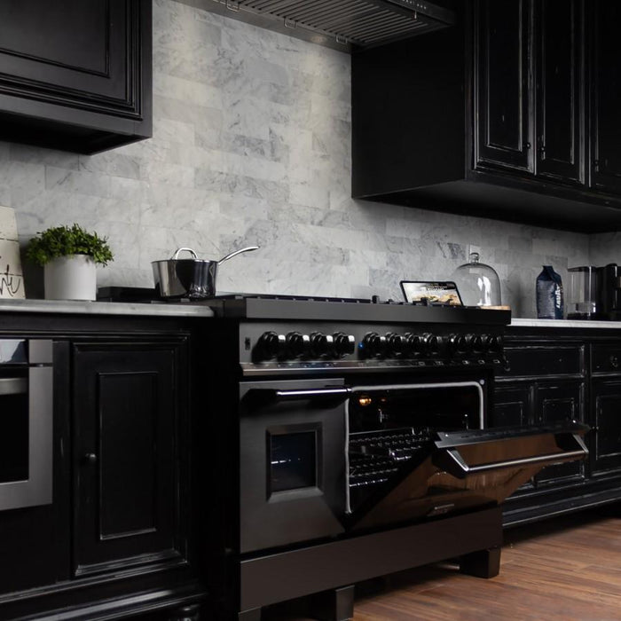 ZLINE 48" Black Stainless, Gas Burner, Electric Oven Range, RAB-48