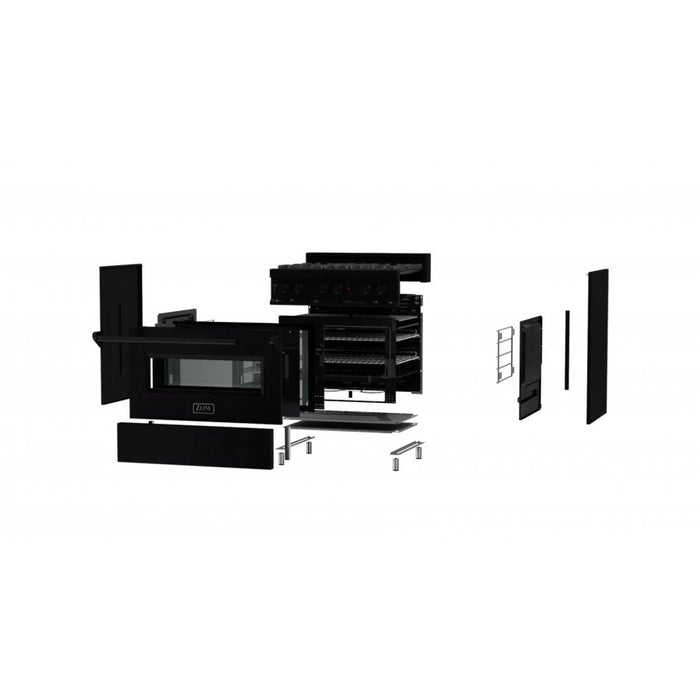 ZLINE 48" Black Stainless, Gas Burner, Electric Oven Range, RAB-48