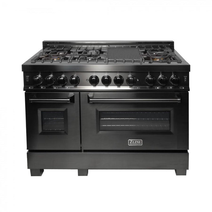 ZLINE 48" Black Stainless, Gas Burner, Electric Oven Range, RAB-48