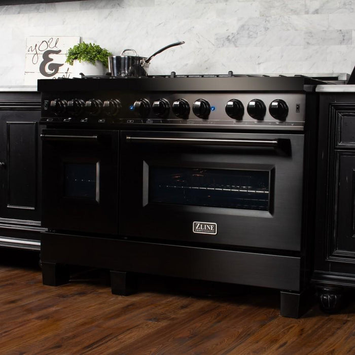 ZLINE 48" Black Stainless, Gas Burner, Electric Oven Range, RAB-48