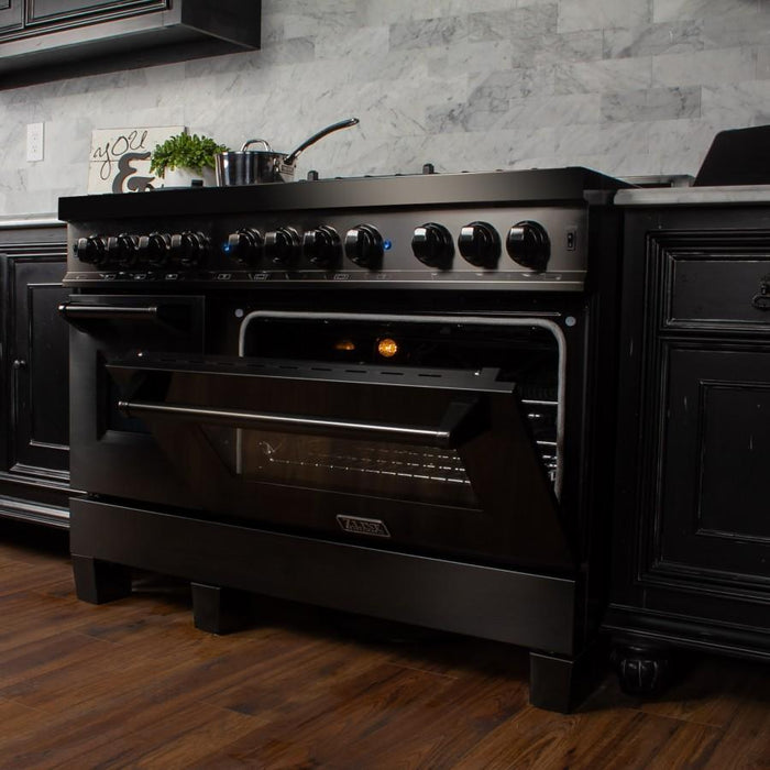 ZLINE 48" Black Stainless, Gas Burner, Electric Oven Range, RAB-48