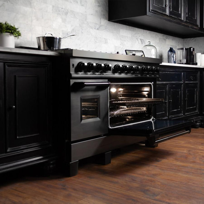 ZLINE 48" Black Stainless, Gas Burner, Electric Oven Range, RAB-48