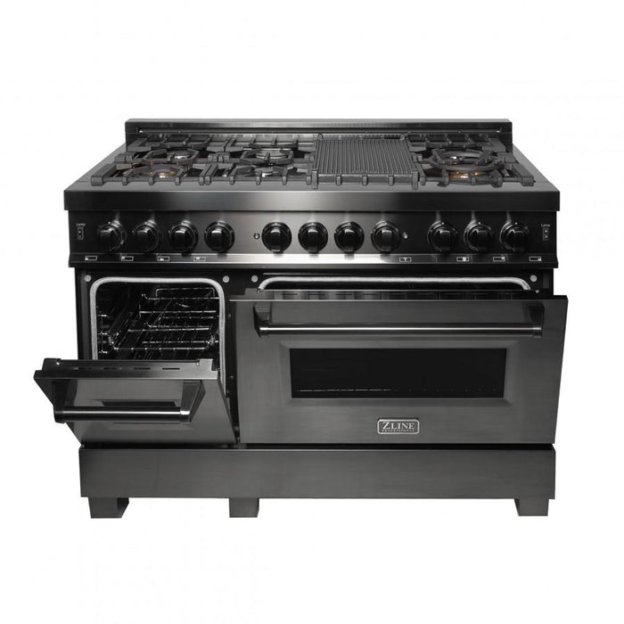 ZLINE 48" Black Stainless, Gas Burner, Electric Oven Range, RAB-48