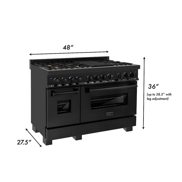 ZLINE 48" Black Stainless,Gas/Electric Range, Brass Burners, RAB-BR-48