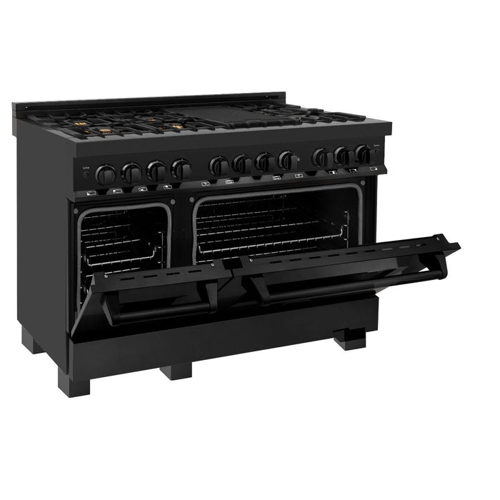 ZLINE 48" Black Stainless,Gas/Electric Range, Brass Burners, RAB-BR-48