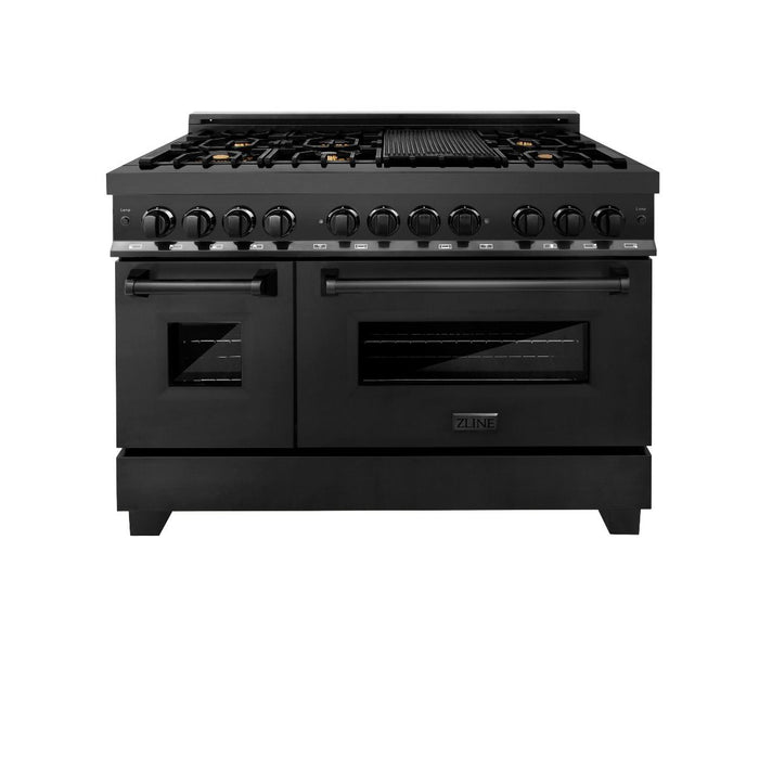 ZLINE 48" Black Stainless,Gas/Electric Range, Brass Burners, RAB-BR-48