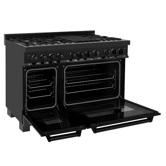 ZLINE 48" Black Stainless,Gas/Electric Range, Brass Burners, RAB-BR-48