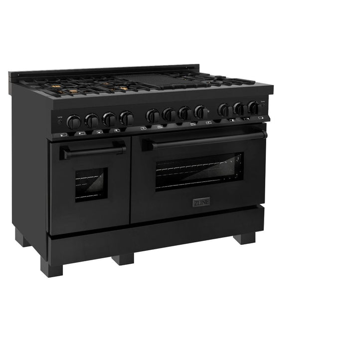 ZLINE 48" Black Stainless,Gas/Electric Range, Brass Burners, RAB-BR-48