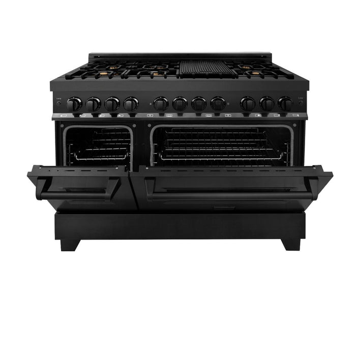 ZLINE 48" Black Stainless,Gas/Electric Range, Brass Burners, RAB-BR-48