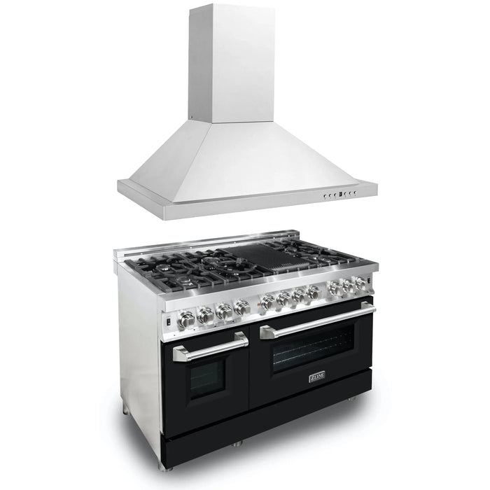 ZLINE 48" Bundle Range RA48 & Wall Range Hood KB-48, 2KP-RABLMRH48