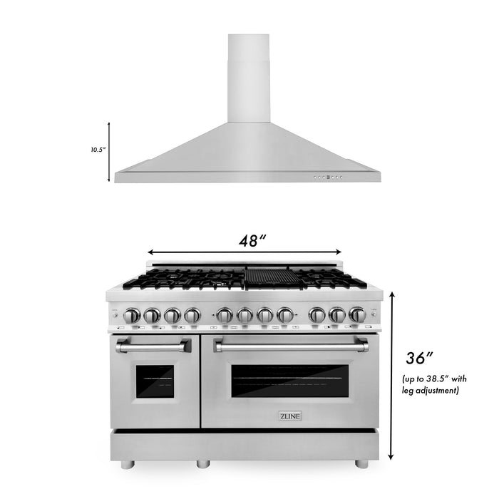 ZLINE 48" Bundle, Range RA48 & Wall Range Hood KB-48, 2KP-RAWMRH48