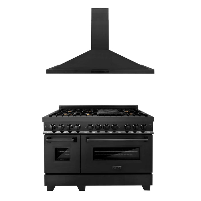 ZLINE 48" Bundle Range RAB-BR-48 & Wall Range Hood BSKBN, 2KP-RABRH48