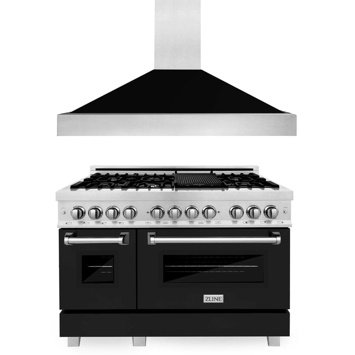 ZLINE 48" Bundle Range RAS-BLM-48 & Range Hood 8654BLM-48, 2KP-RASBLMRH48