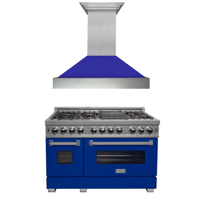 ZLINE 48" Bundle Range RAS-BM-48 & Range Hood 8654BM-48, 2KP-RASBMRH48