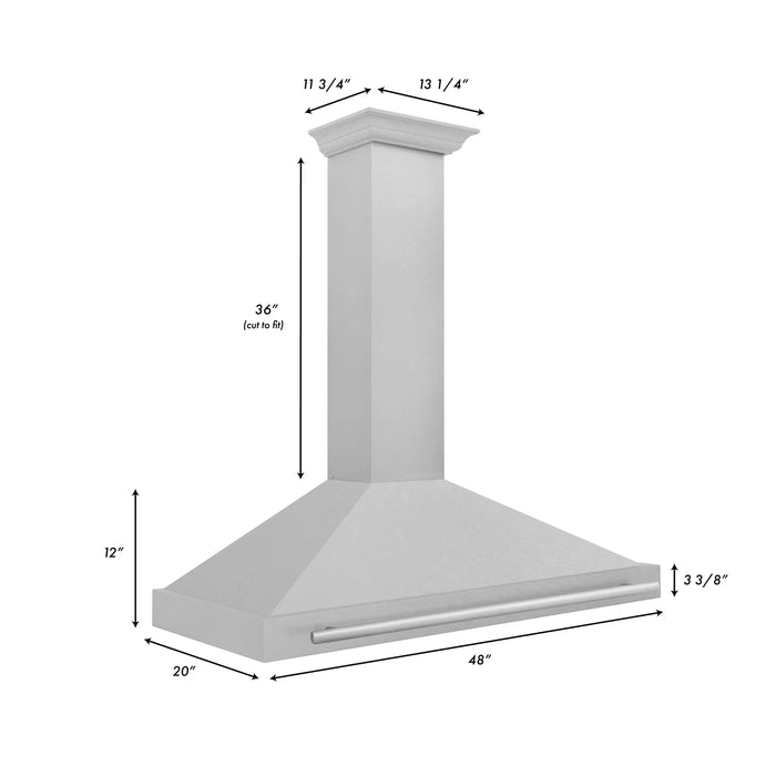 ZLINE 48" Fingerprint Resistant Stainless Steel Range Hood with Stainless Steel Handle KB4SNX-48