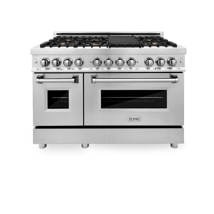 ZLINE 48" Gas Burner/Electric Oven Range Stainless, Brass Burners, RA-BR-48