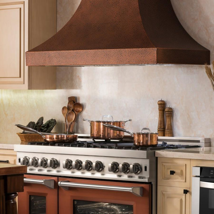 ZLINE 48" Hand-Hammered Copper Finish Wall Range Hood, 8632H-48