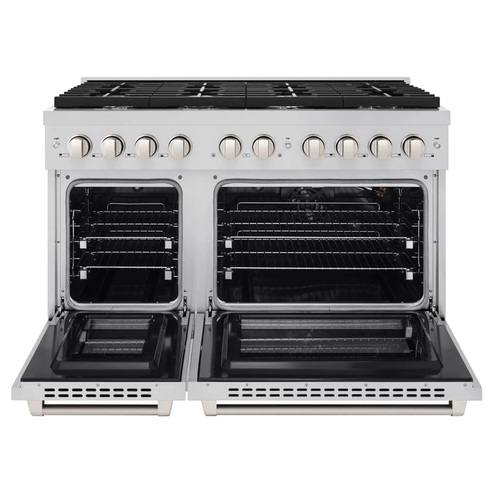 ZLINE 48 in. 8 Burner Double Oven Gas Range, Stainless Steel, SGR48