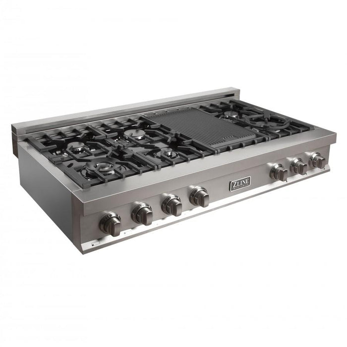 ZLINE 48 in. Porcelain Rangetop in Snow Stainless, 7 Gas Burners, RTS-48
