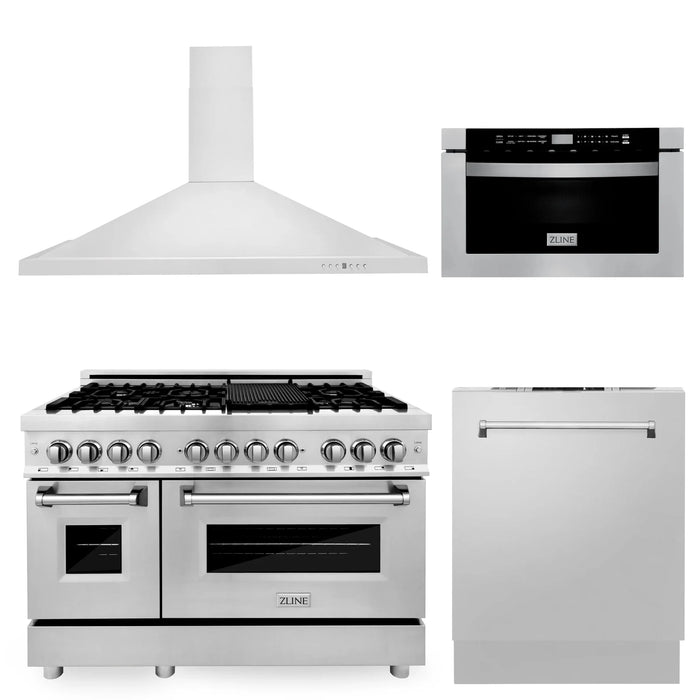 ZLINE 48 " Package Range, Range Hood, Microwave, Dishwasher,  4KP-RARH48-MWDW