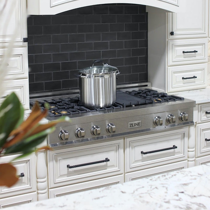 ZLINE 48" Porcelain Rangetop, DuraSnow®, 7 Brass Burners, RTS-BR-48