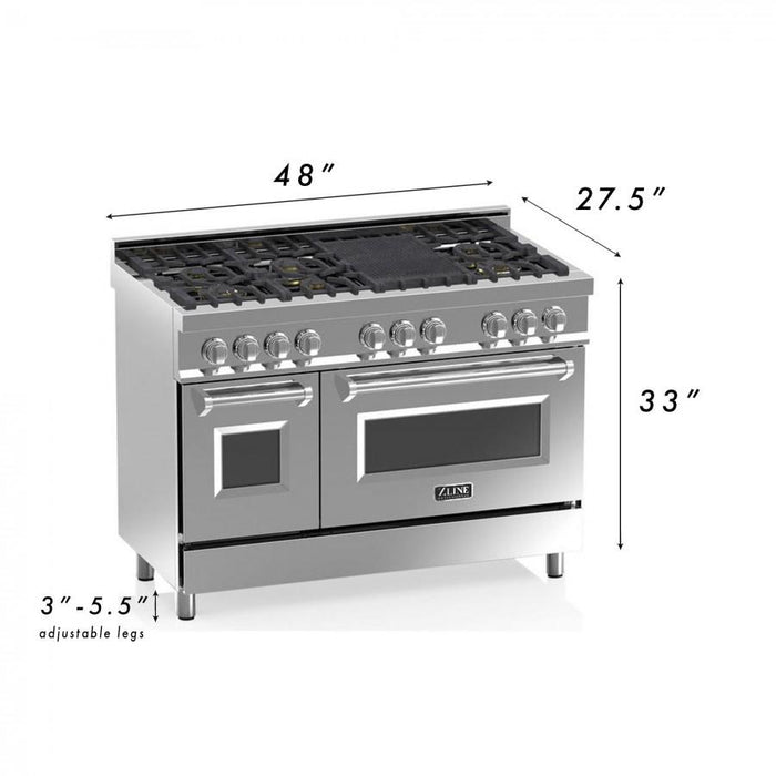 ZLINE 48" Professional Dual Fuel Range with Blue Gloss Door, RA-BG-48